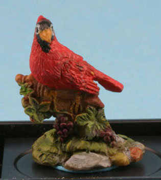 Dollhouse Miniature Cardinal (Hand Painted Bird Figurine)